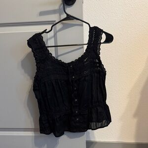 GAP Black Crochet-Trim Button-Front Camisole